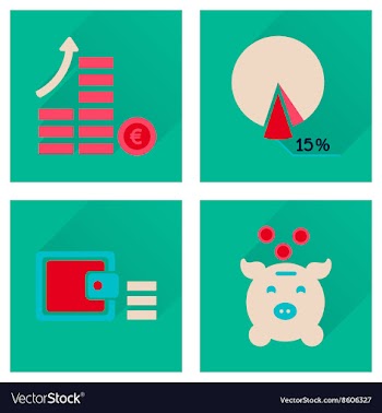 Concept of flat icons with long shadow finance vector image