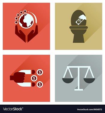 Concept of flat icons with long shadow finance vector image