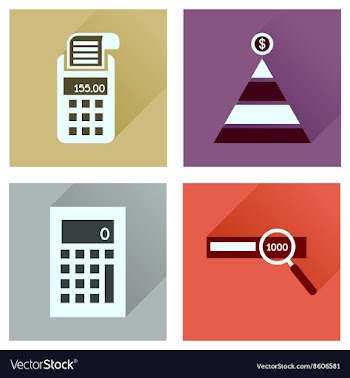 Concept of flat icons with long shadow finance vector image