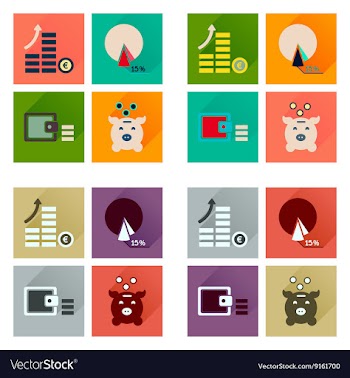 Concept of flat icons with long shadow finance vector image