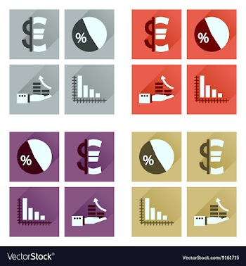 Concept of flat icons with long shadow finance vector image