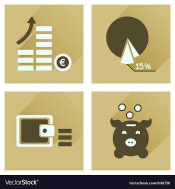 Concept of flat icons with long shadow finance vector image