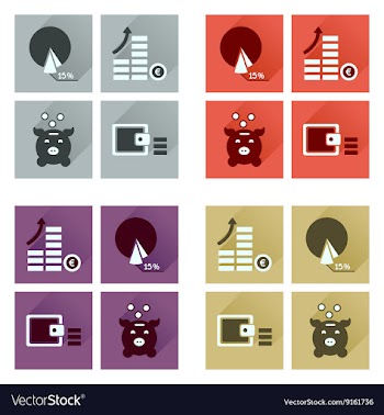 Concept of flat icons with long shadow finance vector image