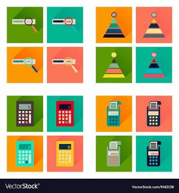 Concept of flat icons with long shadow finance vector image
