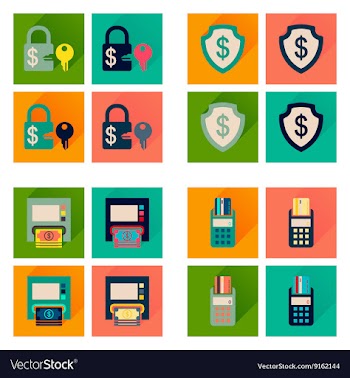 Concept of flat icons with long shadow finance vector image