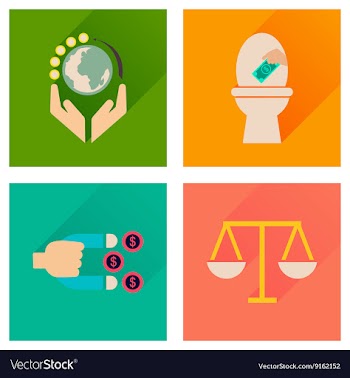Concept of flat icons with long shadow finance vector image