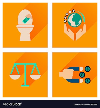 Concept of flat icons with long shadow finance vector image