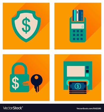Concept of flat icons with long shadow finance vector image