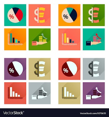 Concept of flat icons with long shadow finance vector image