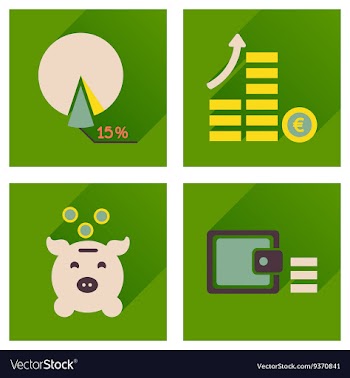 Concept of flat icons with long shadow finance vector image