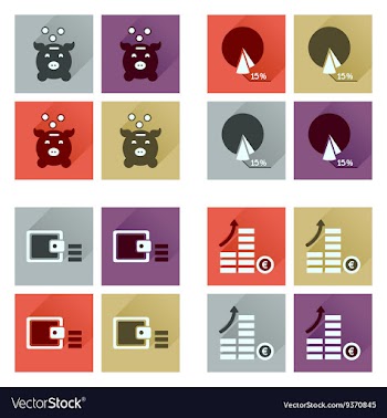 Concept of flat icons with long shadow finance vector image