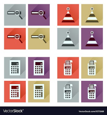 Concept of flat icons with long shadow finance vector image