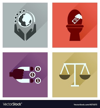 Concept of flat icons with long shadow finance vector image