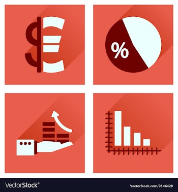 Concept of flat icons with long shadow finance vector image