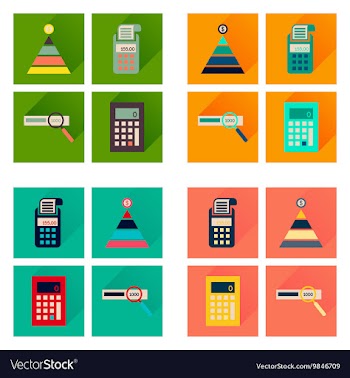 Concept of flat icons with long shadow finance vector image