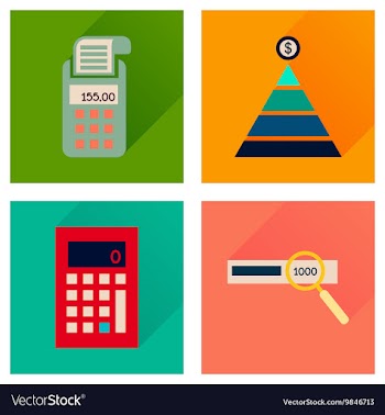 Concept of flat icons with long shadow finance vector image