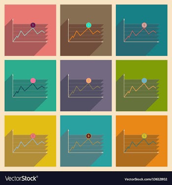 Concept of flat icons with long shadow financial vector image