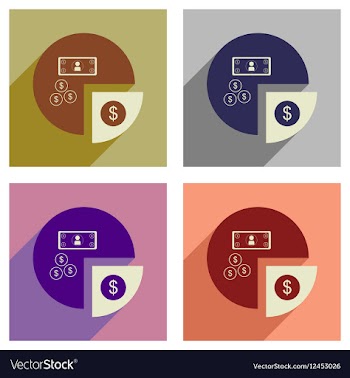 Concept of flat icons with long shadow financial vector image