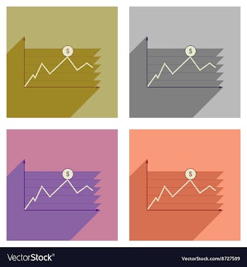 Concept of flat icons with long shadow financial vector image