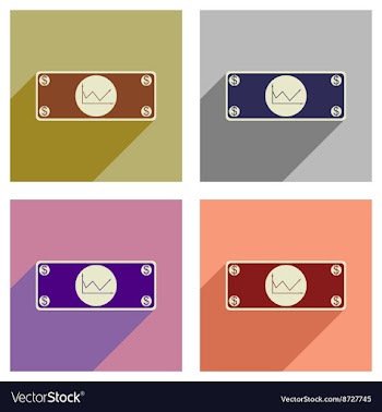 Concept of flat icons with long shadow financial vector image