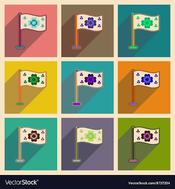 Concept of flat icons with long shadow flag clover vector image