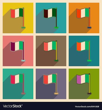 Concept of flat icons with long shadow flag of vector image