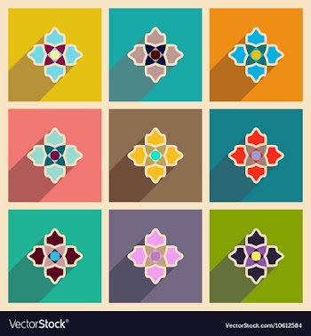 Concept of flat icons with long shadow flower vector image