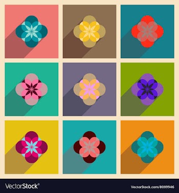 Concept of flat icons with long shadow flower vector image