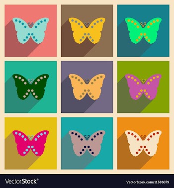 Concept of flat icons with long shadow flying vector image