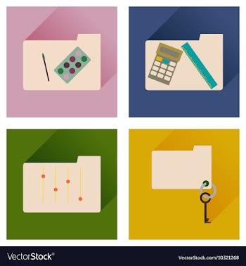 Concept of flat icons with long shadow folder vector image