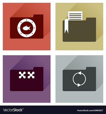 Concept of flat icons with long shadow folder vector image
