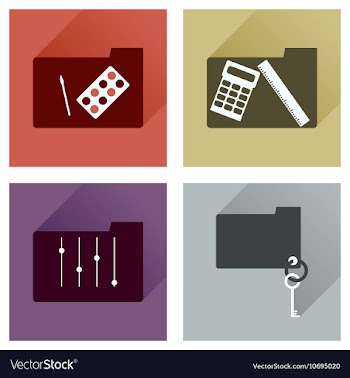 Concept of flat icons with long shadow folder vector image