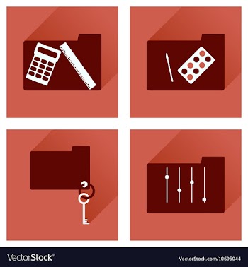 Concept of flat icons with long shadow folder vector image