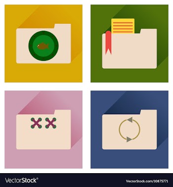 Concept of flat icons with long shadow folder vector image