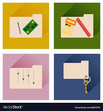 Concept of flat icons with long shadow folder vector image