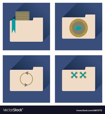 Concept of flat icons with long shadow folder vector image