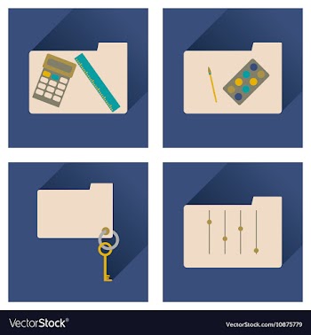 Concept of flat icons with long shadow folder vector image