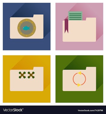 Concept of flat icons with long shadow folder vector image