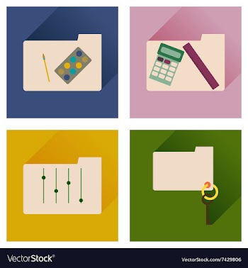 Concept of flat icons with long shadow folder vector image