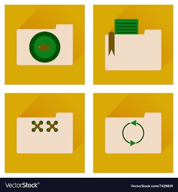 Concept of flat icons with long shadow folder vector image