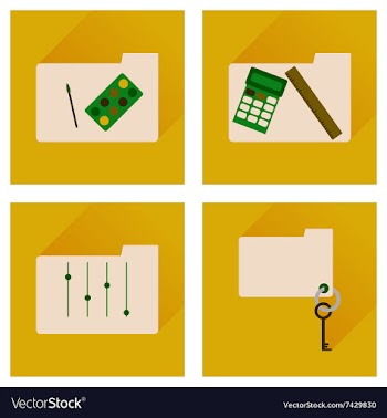 Concept of flat icons with long shadow folder vector image