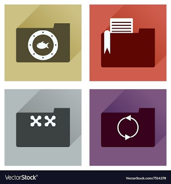 Concept of flat icons with long shadow folder vector image