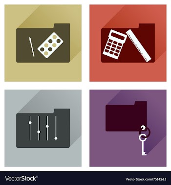 Concept of flat icons with long shadow folder vector image
