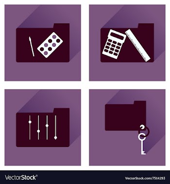 Concept of flat icons with long shadow folder vector image