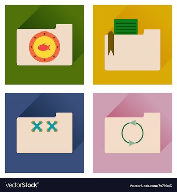 Concept of flat icons with long shadow folder vector image