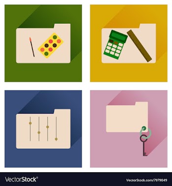 Concept of flat icons with long shadow folder vector image