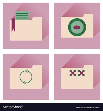 Concept of flat icons with long shadow folder vector image