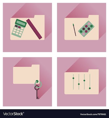 Concept of flat icons with long shadow folder vector image