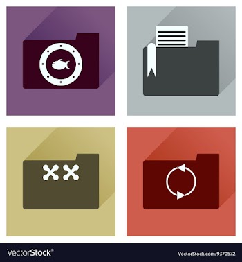 Concept of flat icons with long shadow folder vector image