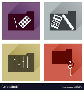 Concept of flat icons with long shadow folder vector image